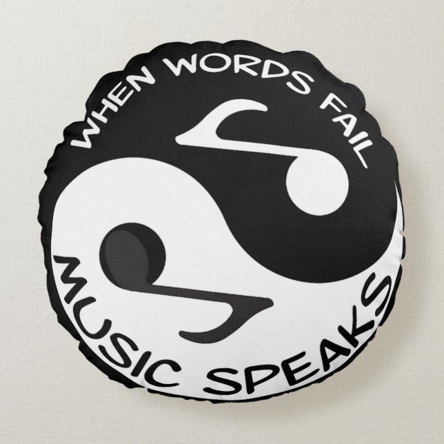 Music Speaks Ying och Yang Dekorativ kudde (Framsidan)