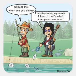 Music Streaming Funny Pun 20 Square Stickers Fyrkantigt Klistermärke