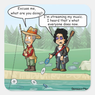 Music Streaming Funny Pun 20 Square Stickers Fyrkantigt Klistermärke