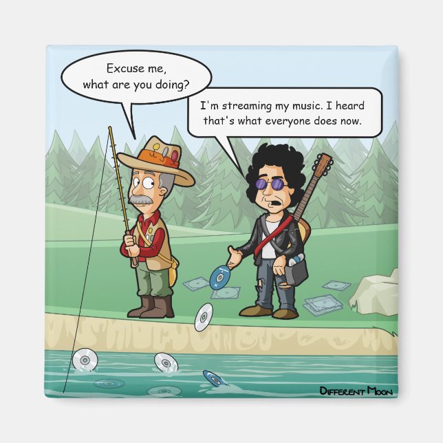 Music Streaming Funny Pun Refrigerator Magnet (Framsidan)