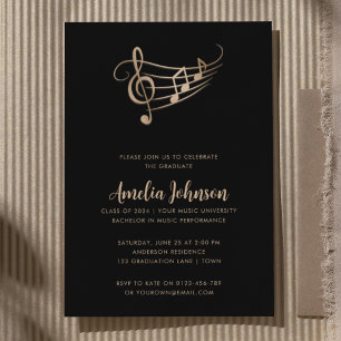 Music Studenten Treble Clef Elegant Inbjudningar