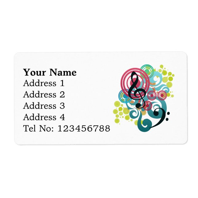 Music Swirl Shipping Etiketter (L) Fraktsedel (Framsidan)