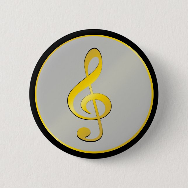 Music Symbol Clef Notes i Guld Black Knapp (Framsida)