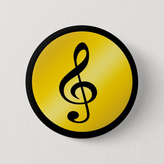Music Symbol Clef Notes i Guld Black Knapp (Framsida)