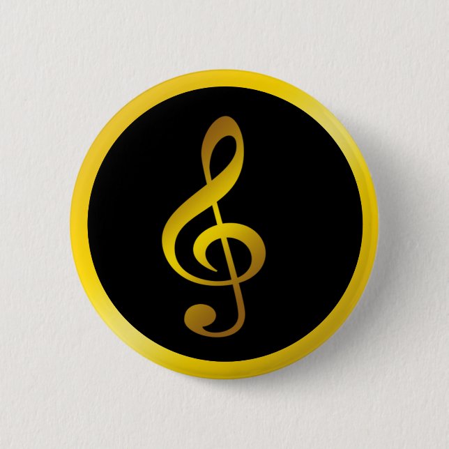 Music Symbol Clef Notes i Guld Black Knapp (Framsida)