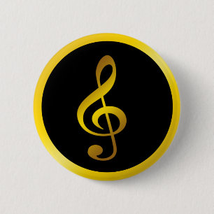Music Symbol Clef Notes i Guld Black Knapp
