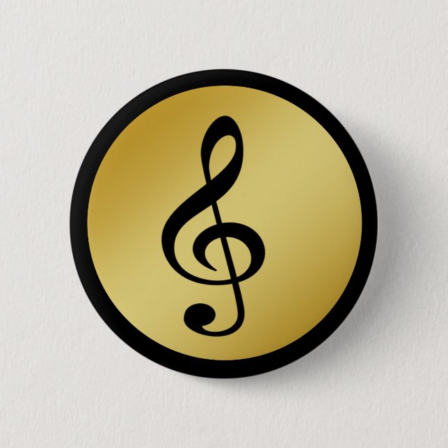 Music Symbol Clef Notes i Guld Black Knapp (Framsida)