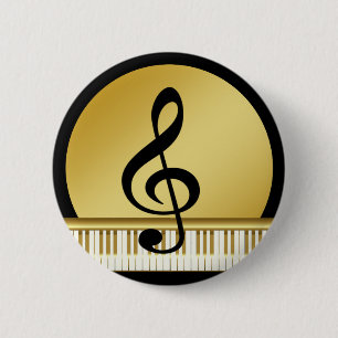 Music Symbol Clef Notes i Piano Guld Black Knapp