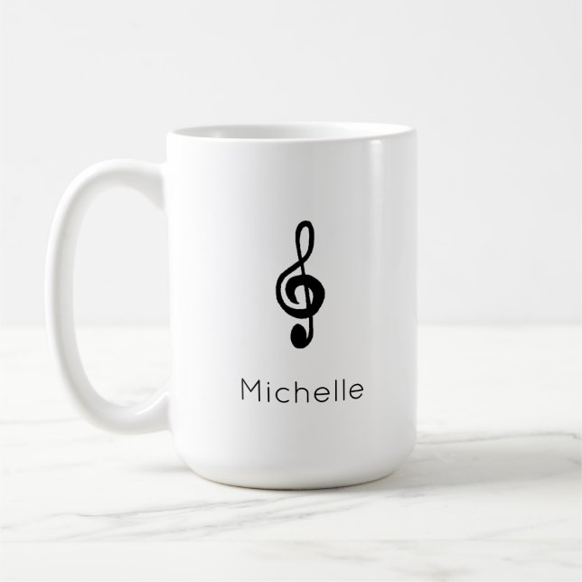 Music Symbol Treble Clef Black White Kaffemugg (Vänster)