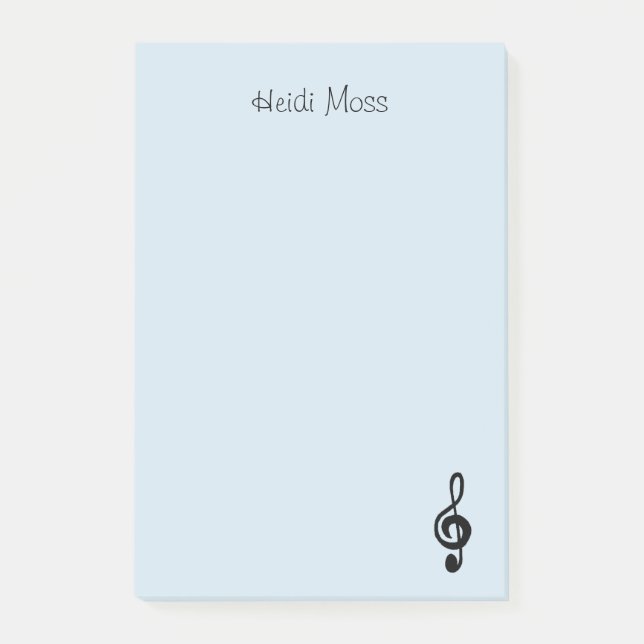 Music Symbol Treble Clef Blue Post-it Block (Framsida)