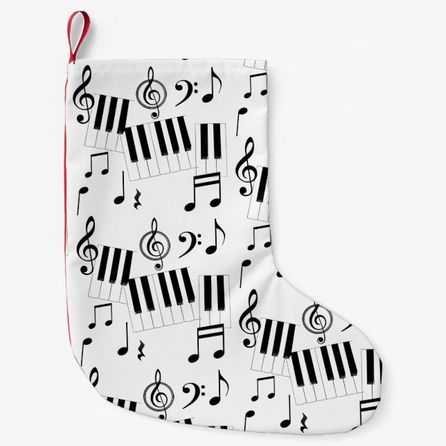Music Tangentbord Piano Note Rest Treble Clef Liten Julstrumpa (Framsidan)