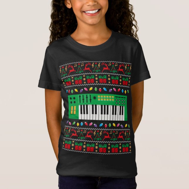 Music Tangentbord Ugly jul Sweater Julafton Ljus T Shirt (Framsida)