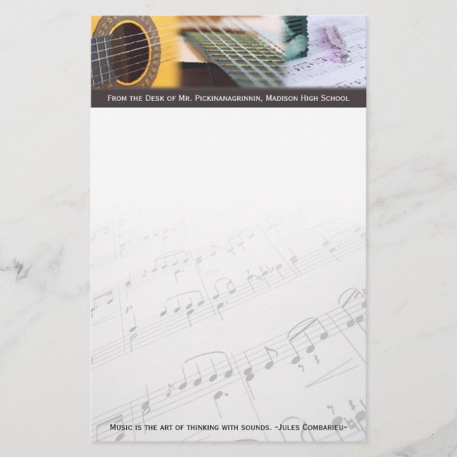 Music tänker med ljud Guitar Brevpapper (Framsida)
