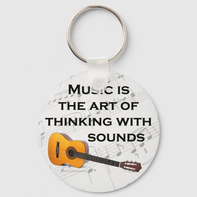 Music tänker med ljud Guitar Nyckelring (Framsida)