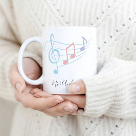 Music Teacher Apprecition Treble Clef Musik noter Två-Tonad Mugg