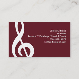Music Teacher Band Director Studio Music Clef Visitkort