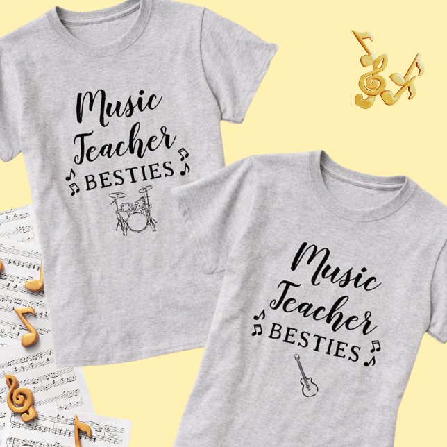 Music Teacher Besties Electric Guitar Best Friend T Shirt (Skapare uppladdad)