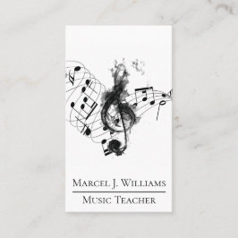 Music Teacher Black and White Professionell Visitkort