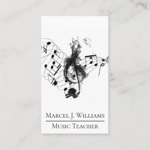 Music Teacher Black and White Professionell Visitkort