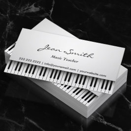 Music Teacher Classy White Piano Musical Visitkort