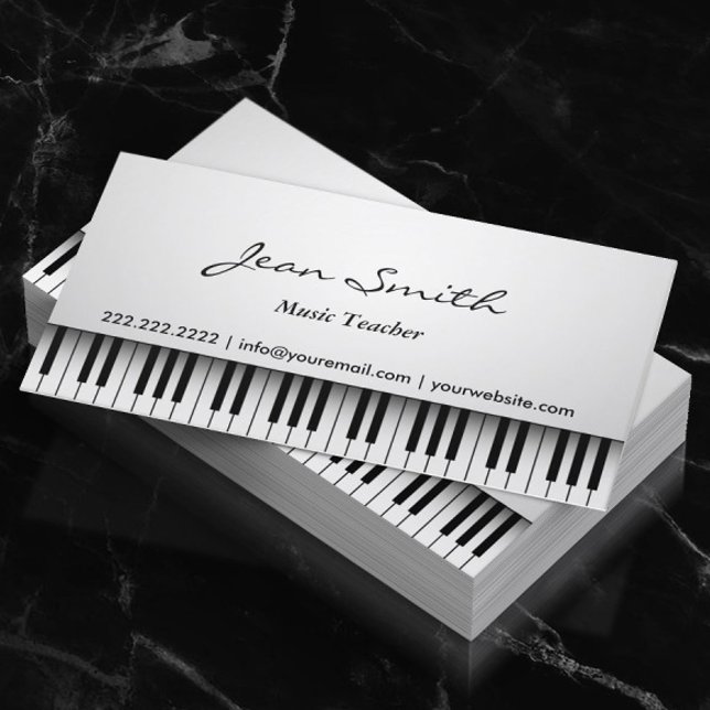 Music Teacher Classy White Piano Musical Visitkort (Skapare uppladdad)
