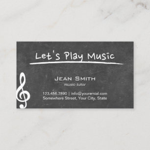 Music Teacher Elegant Chalkboard Visitkort