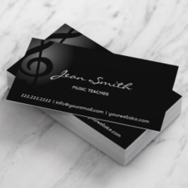 Music Teacher Elegant Mörk Clef Visitkort