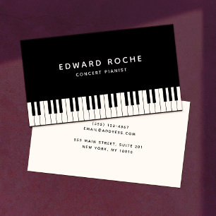 Music Teacher Elegant Pianist Piano Nycklar Visitkort