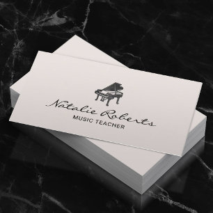 Music Teacher Elegant Piano Logotyp Minimal Musica Visitkort