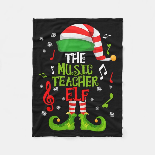 Music Teacher Elf Christmas Family Matching Xmas G Fleecefilt (Framsidan)