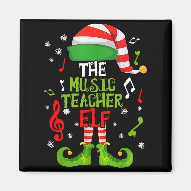 Music Teacher Elf Christmas Family Matching Xmas G Magnet (Framsidan)