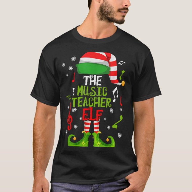 Music Teacher Elf Christmas Family Matching Xmas G T Shirt (Framsida)