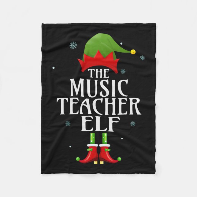 Music Teacher Elf Julafton Matching Family Group C Fleecefilt (Framsidan)