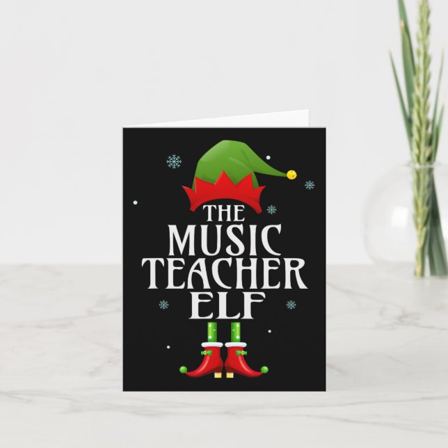 Music Teacher Elf Julafton Matching Family Group C Kort (Framsida)