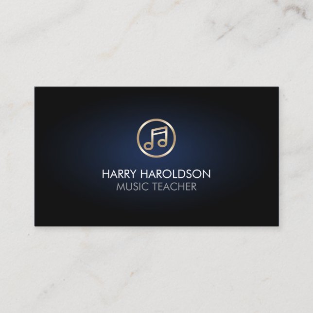 Music Teacher Faux Gold Music Note Icon Visitkort (Framsida)