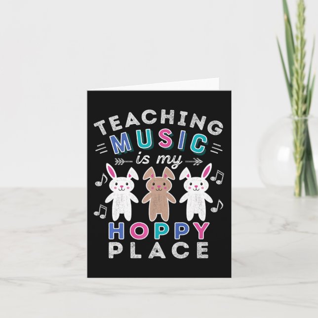 Music Teacher Gift Påsk Hoppy Bunny Rabbit Cute Kort (Framsida)