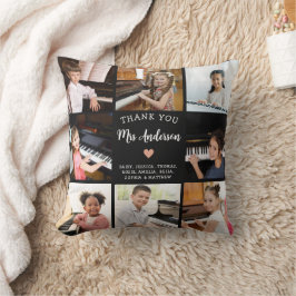 Music Teacher Gift Photo Collage Rosa Heart Kudde
