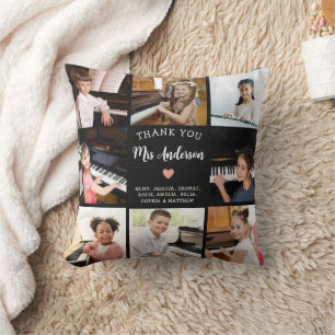 Music Teacher Gift Photo Collage Rosa Heart Kudde