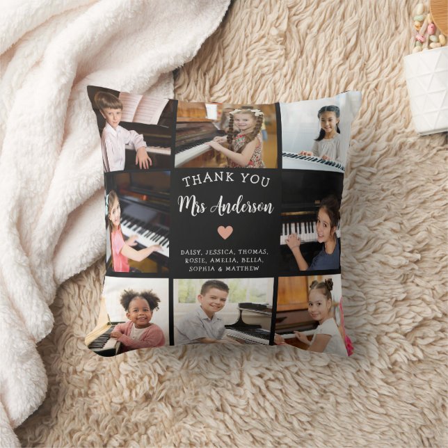 Music Teacher Gift Photo Collage Rosa Heart Kudde (Filt)