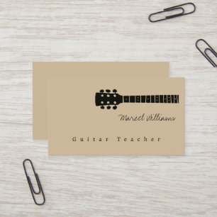 Music Teacher Guitar Beige Visitkort