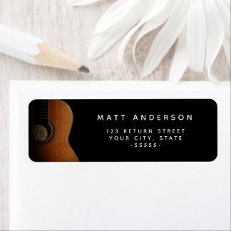 Music Teacher Guitar Modern Returadress Etikett