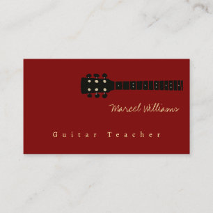 Music Teacher Guitar mörk Red Visitkort