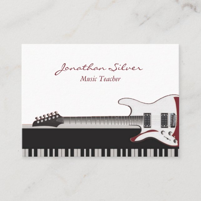 Music Teacher Guitar & Piano Nycklar Visitkort (Framsida)