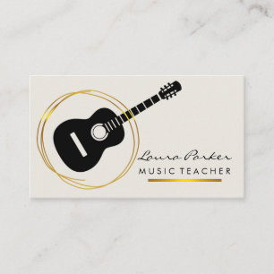 Music Teacher Guitar Player instrument Guld Busine Visitkort