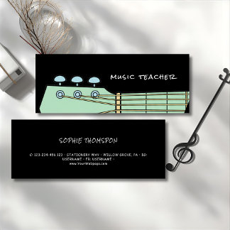 Music teacher guitar private lessons mini visitkort