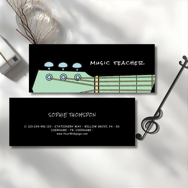 Music teacher guitar private lessons mini visitkort (Skapare uppladdad)
