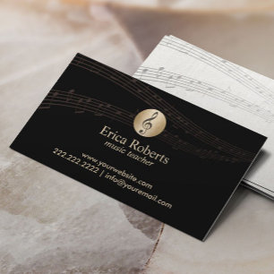 Music Teacher Guld Clef Logotyp Elegant Musical Visitkort