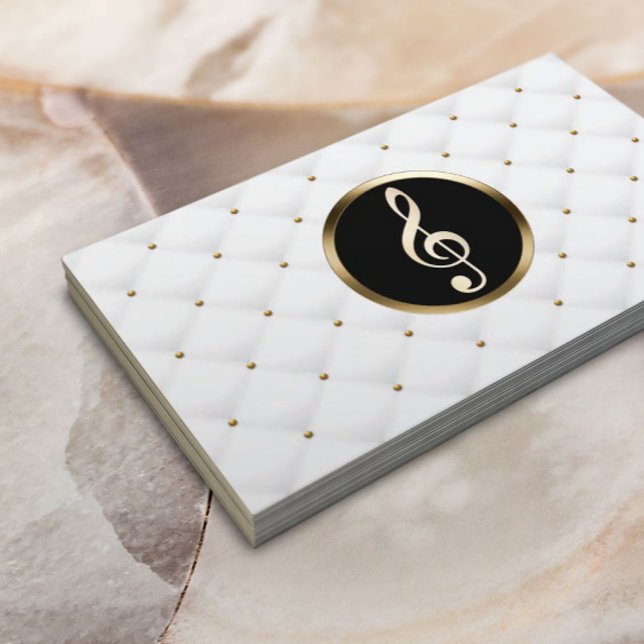 Music Teacher Guld Clef Logotyp Luxury Quilts Visitkort (Skapare uppladdad)