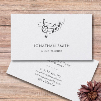 Music Teacher Guld Treble Clef Modern Visitkort