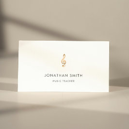 Music Teacher Guld Treble Clef Modern Visitkort